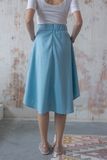 Ľanová sukňa s vreckami svetlo modrá Stela summer