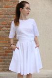 Kruhová biela madeirová sukňa Lovely