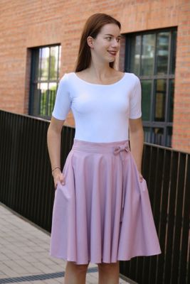 Kruhová ľanová sukňa svetlo fialová Lovely